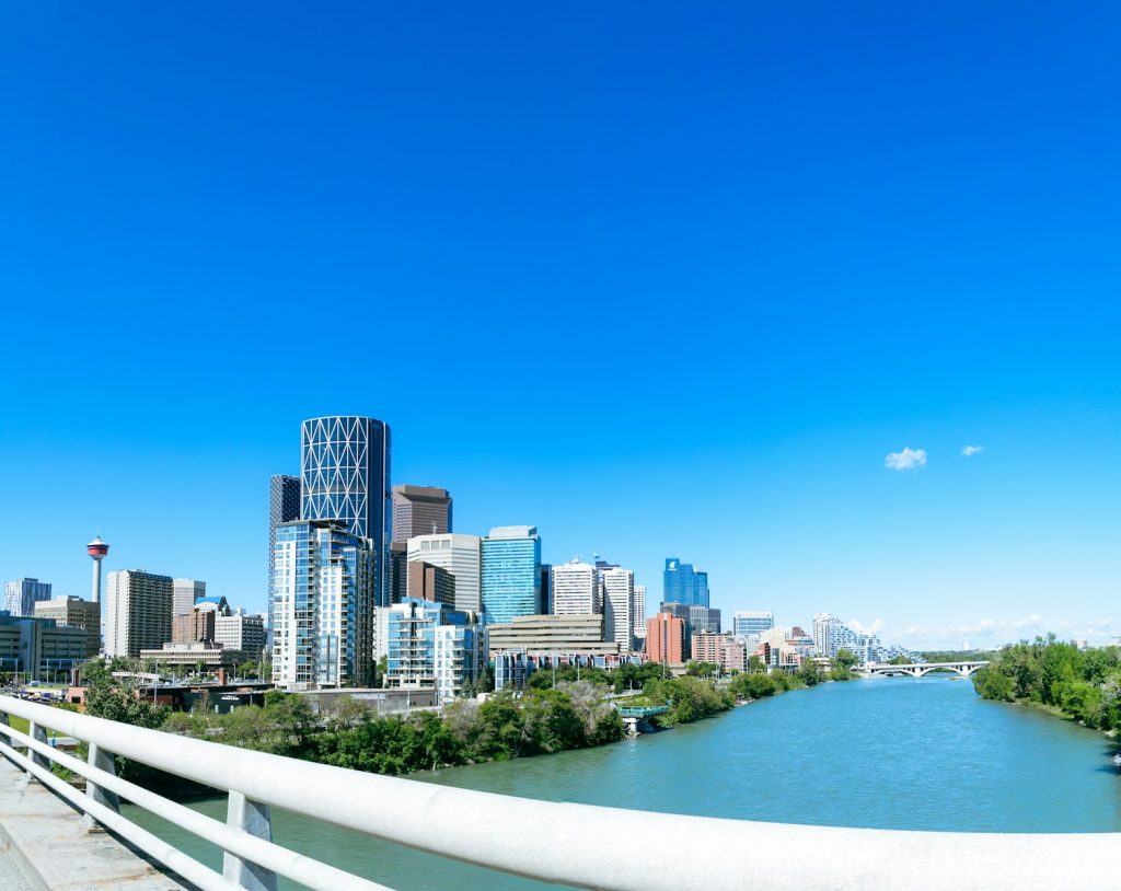 A view of a city from a bridge